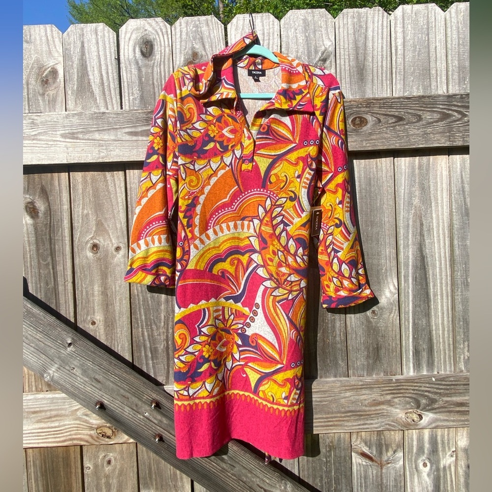 Tacera Sweater Dress Vibrant Multicolor Dress NWT Sz L